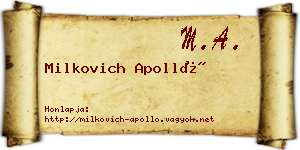 Milkovich Apolló névjegykártya